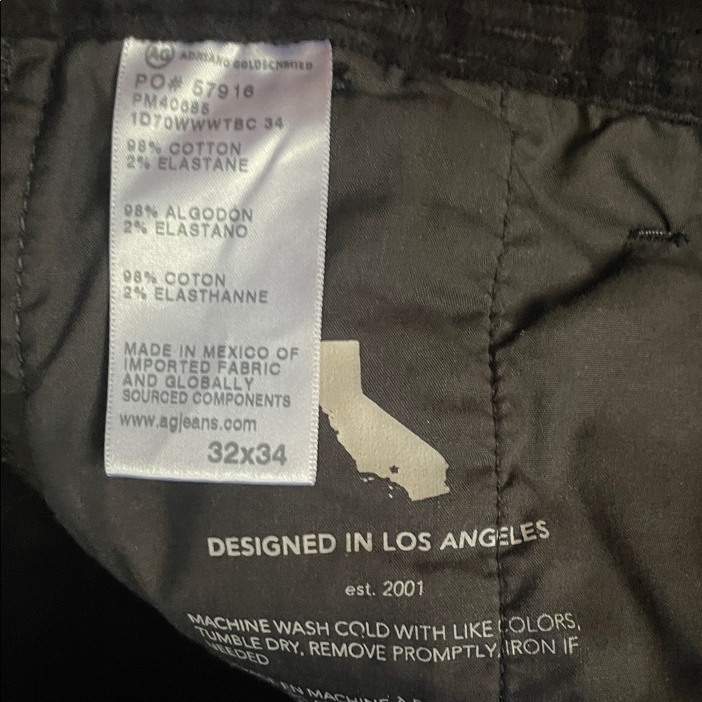 AG Adriano Goldschmied Lochlan Corduroy Relaxed Straight Trouser 32 x 34 - Picture 10 of 11